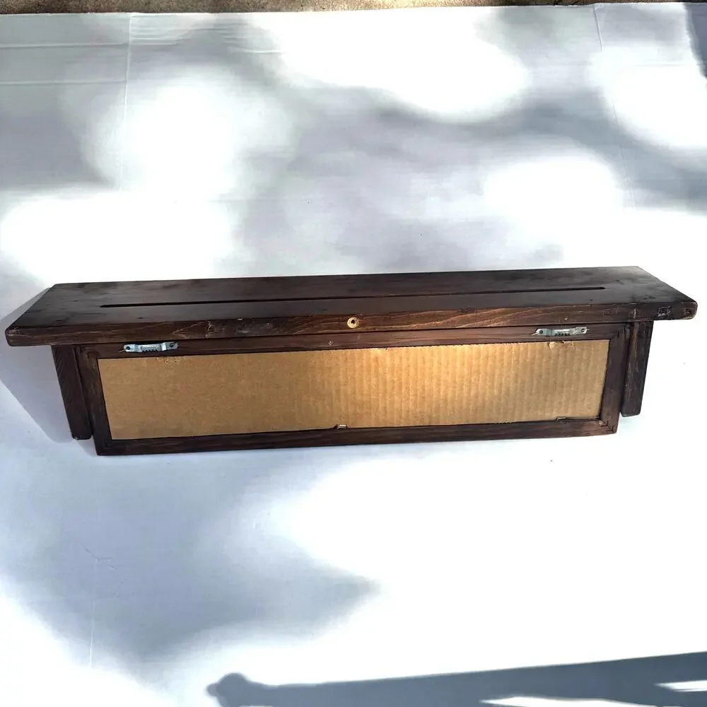 Vintage Wood Wall Shelf Metal Hearts Panel Plate Display Farmhouse Country Decor